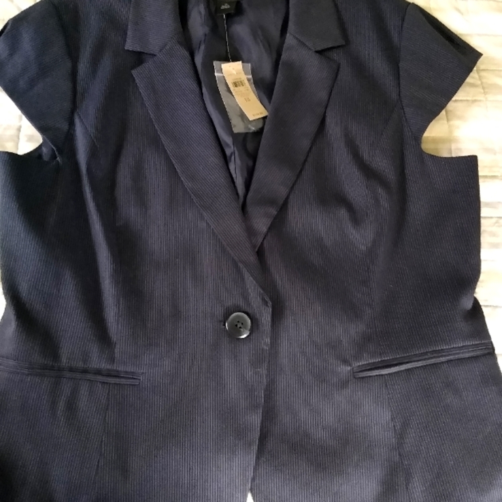 Anne Taylor Navy Pinstripe Jacket
